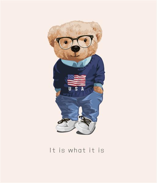 این همان چیزی است که شعار با عروسک خرس در تصویر برداری ژاکت ایالات متحده است