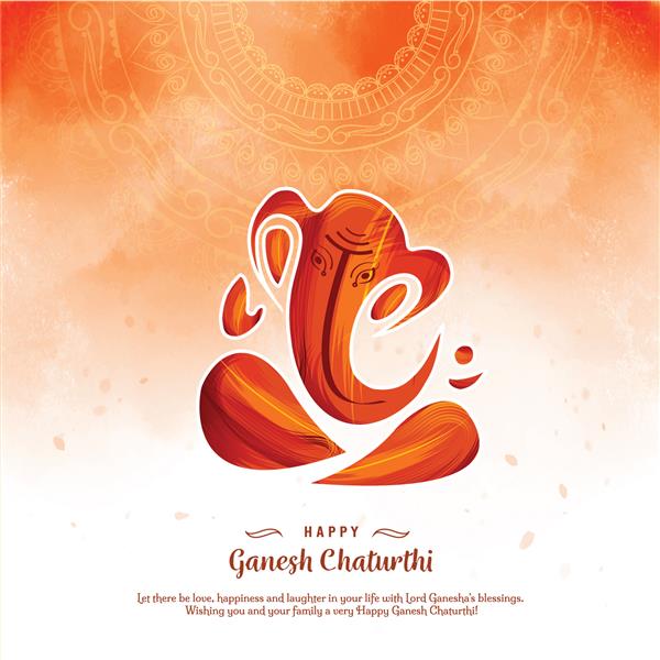 تصویر پس زمینه لرد گانپاتی برای جشنواره گانش چاتورتی هند وکتور کارت پستال پوستر