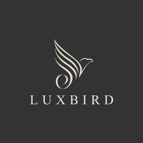 طراحی انتزاعی لوگوی پرنده عقاب لوکس نماد زیبا و زیبای پرواز ققنوس برای صنعت عروسی لوکس