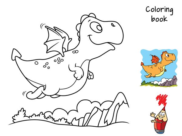 اژدهای پرنده کتاب رنگ آمیزی تصویر برداری کارتونی