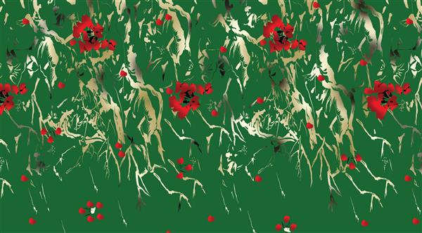 مجموعه ای از نقاشی های رنگ روغن طراحان دکوراسیون داخلی هنر انتزاعی مدرن روی بوم مجموعه ای از نقاشی با گل رز قرمز الگوی هندسی به سبک قومی با دوپاتا طراح گل مغول