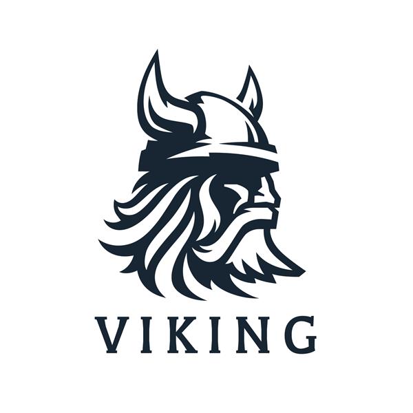 طراحی لوگوی وایکینگ نماد جنگجوی شمال اروپا نشان اسکاندیناوی شاخدار نماد سر مرد بربر با کلاه ایمنی شاخ و ریش تصویر برداری هویت برند