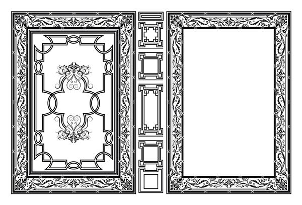 وکتور جلد کتاب کلاسیک قاب یا حاشیه تزئینی قدیمی برای چاپ روی جلد کتاب ها با اندازه استاندارد کشیده شده است