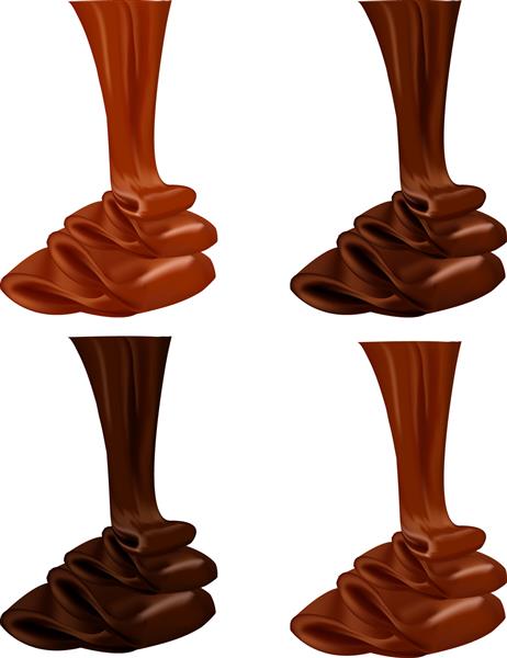 جریان شکلاتی تصویر برداری از آب شدن شکلات قطره شکلات پس زمینه انتزاعی شکلاتی