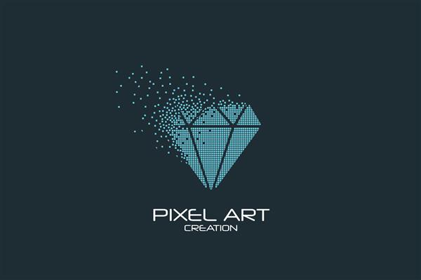 طراحی پیکسلی آرم الماس
