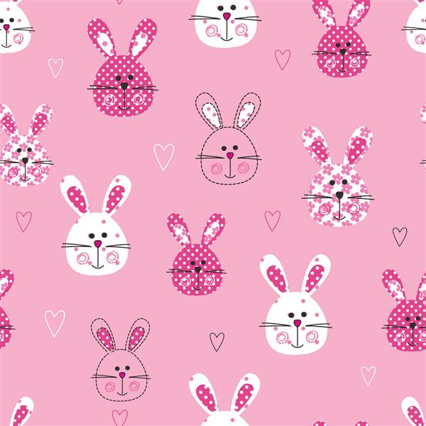 الگوی بدون درز کودکانه با خرگوش های زیبا الگوی انتزاعی با خرگوش تصویر برداری کاغذ بسته بندی