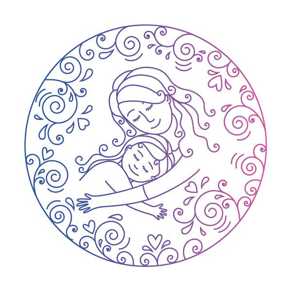 مادر و دختر عاشق درون گردالگوی کارتمادر و نوزادروز مادرتصویر وکتورتصویر رنگی جدا شده روی پس زمینه سفید