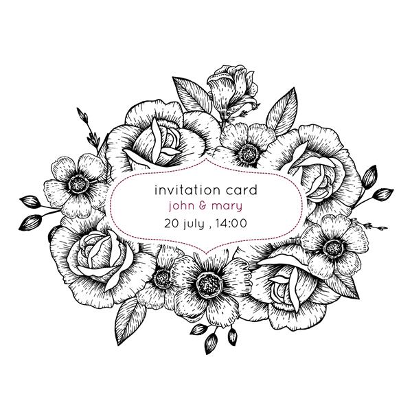 کارت دعوت با گل به سبک حکاکی روی چوب تصویر یکپارچهسازی با سیستمعامل گل