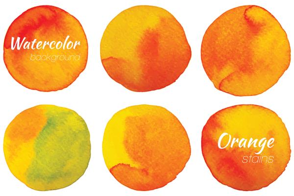 مجموعه لکه های وکتور نقاشی شده با آبرنگ نارنجی روشن - وکتور استوک