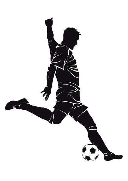 بازیکن فوتبال فوتبال با توپ جدا شده روی سفید وکتور شبح