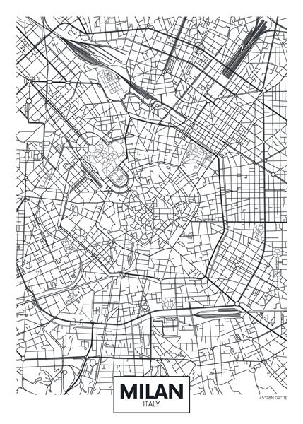 پوستر وکتور دقیق نقشه شهر میلان