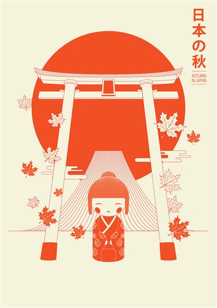 قالب پوستر بروشور گردشگری ژاپن پاییز در ژاپن تصویر برداری