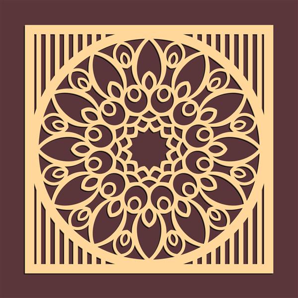 پانل برش لیزری الگوی گل طلایی زیورآلات شبح جعبه هدیه یا نفع وکتور طرح زیر لیوانی برای کارهای فلزی چوبی کاغذی