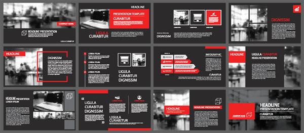 عنصر قرمز و سیاه برای اینفوگرافیک اسلاید در پس زمینه الگوی ارائه استفاده برای گزارش سالانه کسب و کار بروشور بازاریابی شرکتی بروشور تبلیغات بروشور سبک مدرن