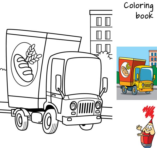 کامیون حمل و نقل خنده دار کتاب رنگ آمیزی تصویر برداری کارتونی