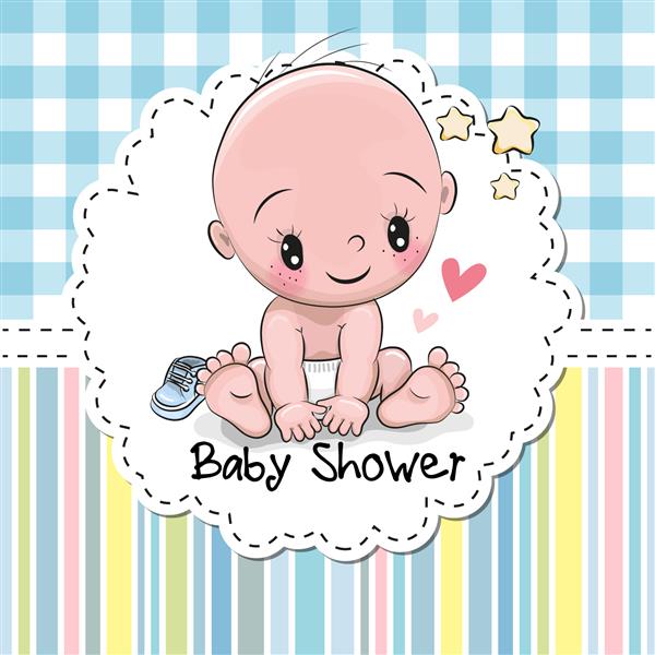 کارت تبریک حمام نوزاد با پسر بچه ناز