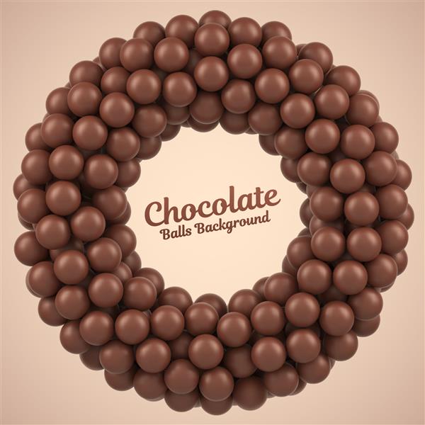 قاب گرد توپ های شکلاتی با جایی برای محتوای شما