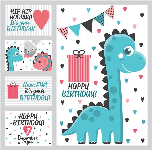 با طرح تم تولدت مبارک قالب های کارت های خلاقانه زیبا را تنظیم کنید کارت دستی برای تولد سالگرد دعوتنامه مهمانی تصویر برداری
