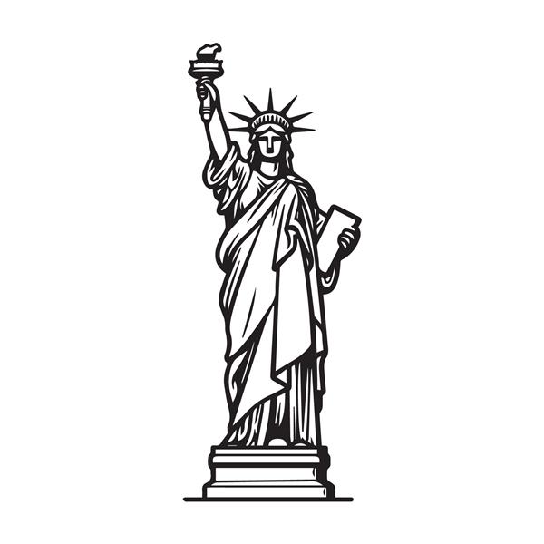 مجسمه آزادی ایالات متحده نیویورک برای تی شرت برچسب خالکوبی پوستر جدا شده در پس زمینه سفید تصویر برداری