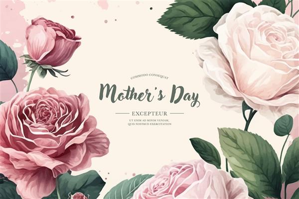 قاب تزئین شده با گل لاله برای روز زن 8 مارس روز مادر Feliz dia de la madre وکتور سبک آبرنگ