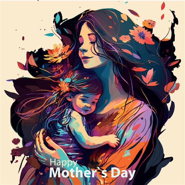 روز مادر مبارک وکتور طرح تبریک تصویر شخصیت مادر با کودکان