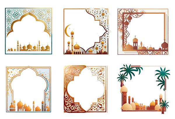 مجموعه تصویر برداری از کارت تبریک مسلمانان مفهوم طاق رمضان