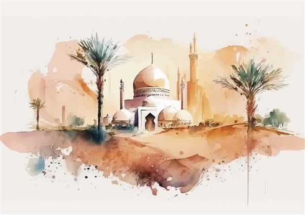 رنگ های بهشتی با نقاشی های آبرنگ مساجد اسلامی