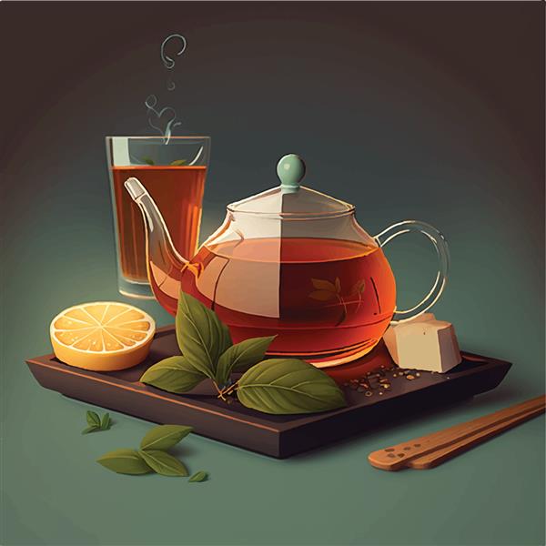 تصویر برداری یک فنجان چای تازه