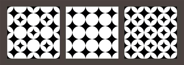 مجموعه od 3 کاشی مجموعه کاشی های سیاه و سفید طراحی هنری Azulejos ست کاشی اسپانیایی پرتغالی ماروکا الگوی بدون درز