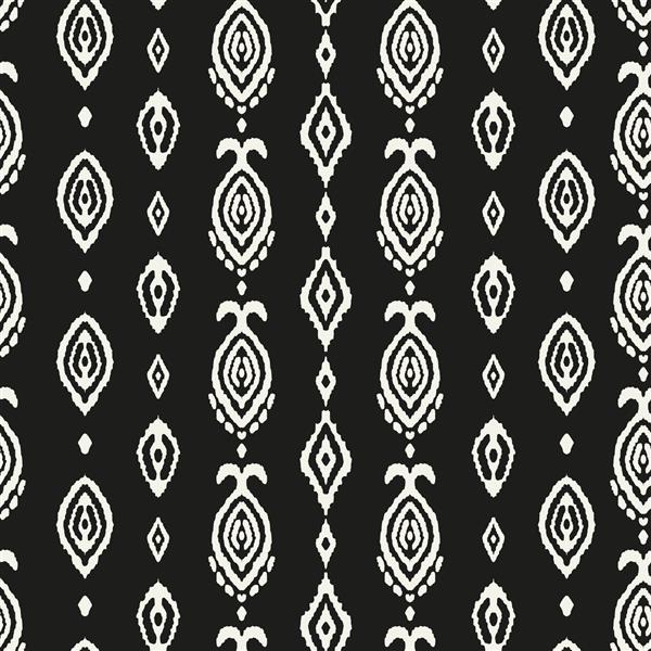 الگوی تکرار بدون درز عناصر طراحی شده با دست بوهمیایی وکتور اشکال زینتی قومی در سراسر چاپ روی پس زمینه سیاه