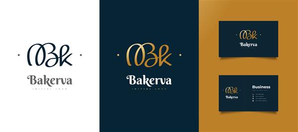 طراحی لوگوی اولیه طلای B و K در سبک دست خط آرم یا نماد BK Signature برای عروسی مد جواهرات بوتیک گیاه شناسی گل و هویت تجاری