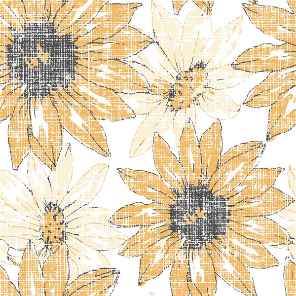 الگوی بدون درز زیبا با گل های داودی عناصر طراحی گرانج پرتقال گل آفتابگردان بافت پارچه پارچه کاغذ دیواری اورشلیم آرتیشو گل
