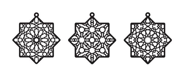 دکور cnc ماه رمضان الگوی وکتور مجموعه ستاره های برش لیزری
