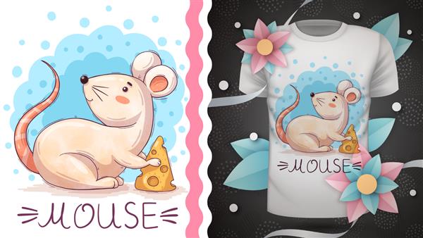 موش با پنیر - ایده برای چاپ تی شرت