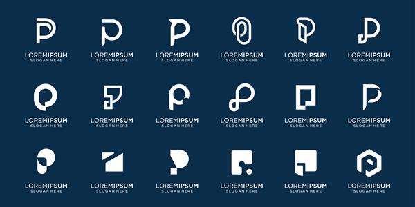 مجموعه ای از حروف لوگو طراحی p مجموعه لوگوی مدرن قالب الهام بخش خلاقانه مونوگرام وکتور ممتاز