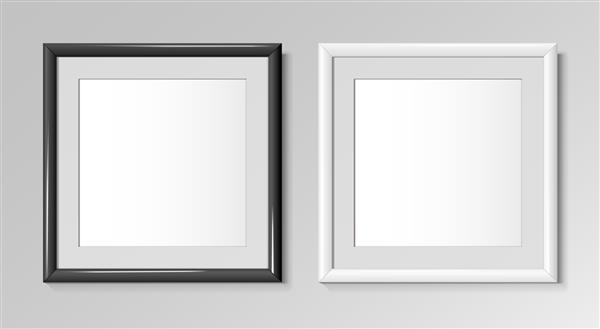 قاب های مربع سیاه و سفید واقعی برای نقاشی یا عکس تصویر برداری