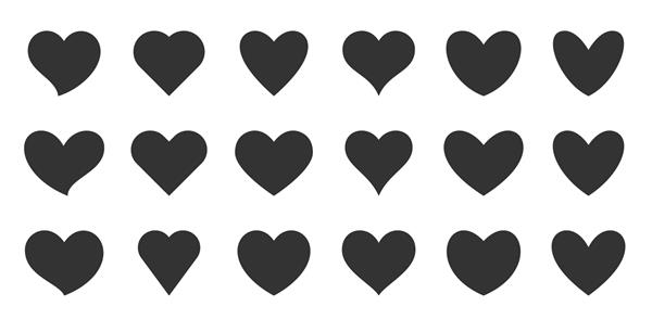 مجموعه نماد مسطح قلب شبح مشکی جدا شده روی سفید اشکال مختلف یکپارچهسازی با سیستمعامل انتزاعی عشق رمانتیک طرح کلی مجموعه عناصر طراحی گرافیکی مراقبت های بهداشتی عروسی کارت روز ولنتاین مانند نماد