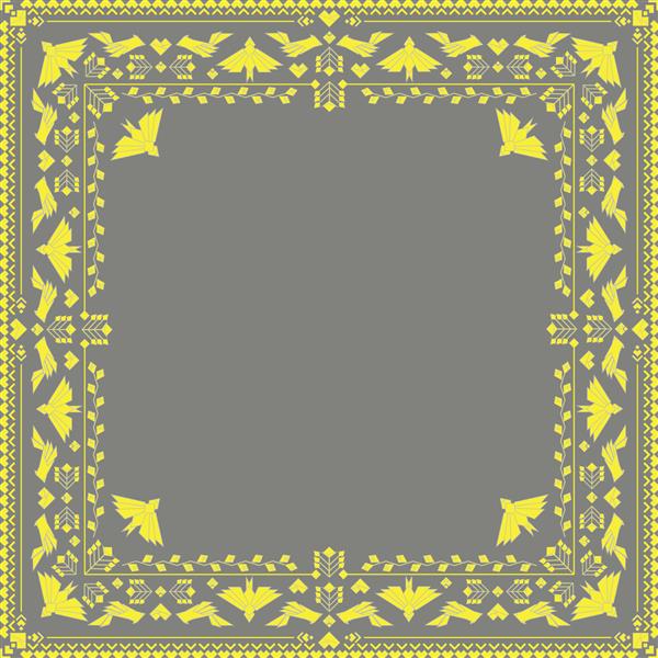 زیور روسری الگوی روسری و پارچه پس زمینه وکتور زینتی رنگ های زرد خاکستری و روشن