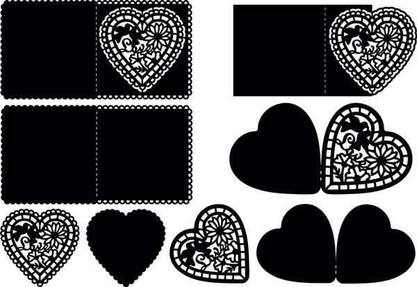 الگوهای کارت روز ولنتاین قلب گلدار برای برش کاغذ بر روی سیلوئت کمئو کریکات و سایر دستگاه های برش این الگوها برای برش لیزری مناسب هستند