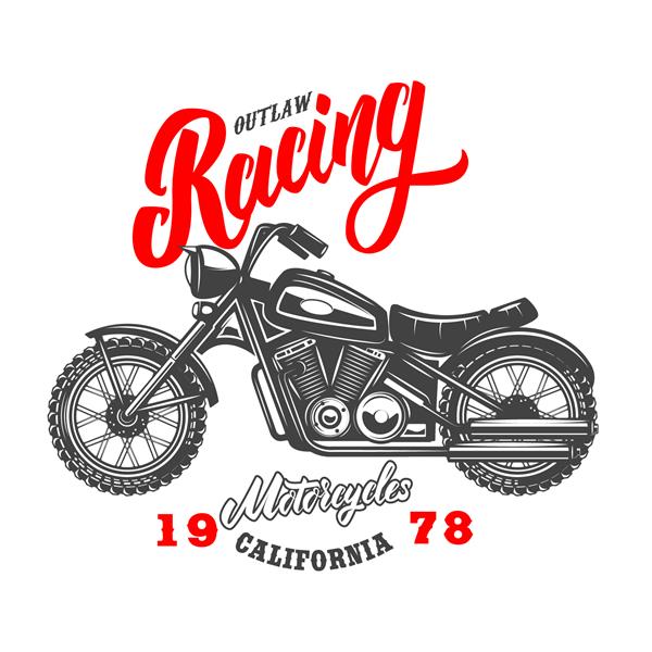 مسابقه غیرقانونی الگوی نشان با موتور سیکلت سبک قدیمی عنصر طراحی برای لوگو برچسب علامت نشان پوستر تصویر برداری