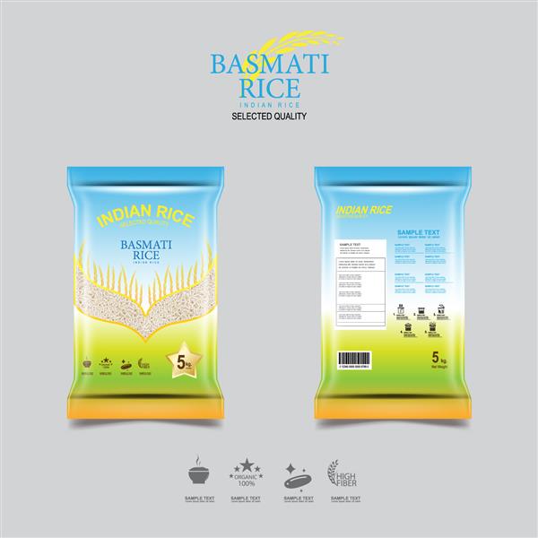 قالب ارگانیک و پس زمینه بسته بندی برنج هندی برای محصولات برنج باسماتی