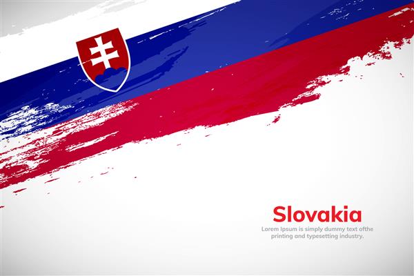 پرچم اسلواکی ساخته شده در پس زمینه قلم مو روز ملی اسلواکی نماد پرچم کشور ملی اسلواکی خلاق پس زمینه پرچم قلم مو به سبک گرانج نقاشی شده انتزاعی