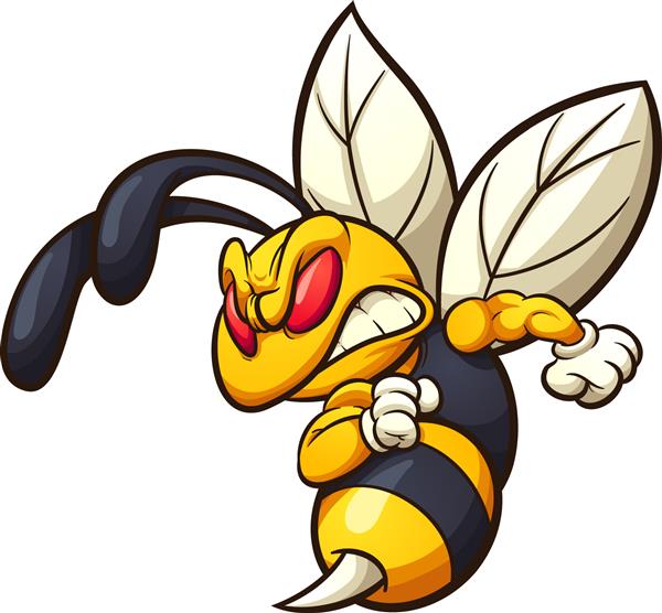 کلیپ هنری هورنت عصبانی زنبور یا زنبور عسل تصویر برداری با شیب ساده همه در یک لایه