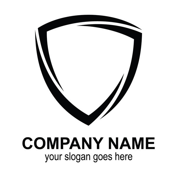 الگوی لوگوی سپر آماده استفاده نماد محافظ به رنگ سیاه و سفید نماد امنیتی و محافظ