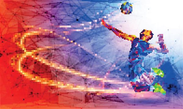 سیلوئت بازیکن والیبال مثلثی تصویر برداری بازی های المپیک توکیو 2020