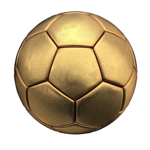 توپ طلایی فوتبال جدا شده در پس زمینه سفید