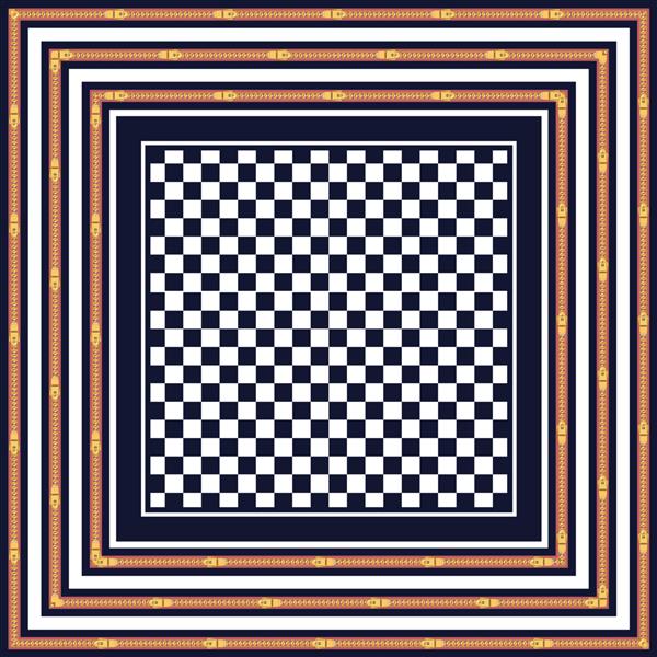 الگوی چاپ روسری مربعی زنجیر و کمربند بدون درز شطرنجی