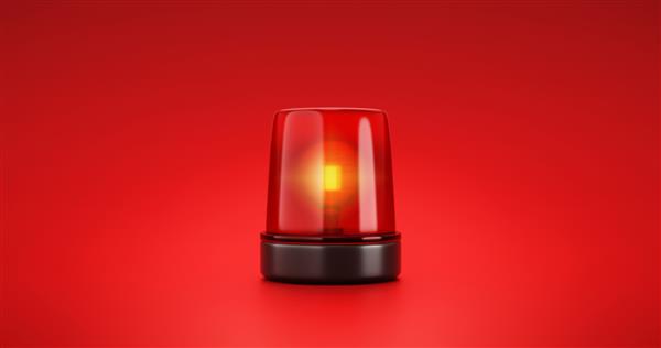 هشدار اضطراری قرمز آژیر اضطراری و سیگنال نور توجه پلیس امنیتی یا علامت هشدار خطر نجات آمبولانس در پس زمینه هشدار خودرو با تصادف لامپ درخشان ترافیکی رندر سه بعدی