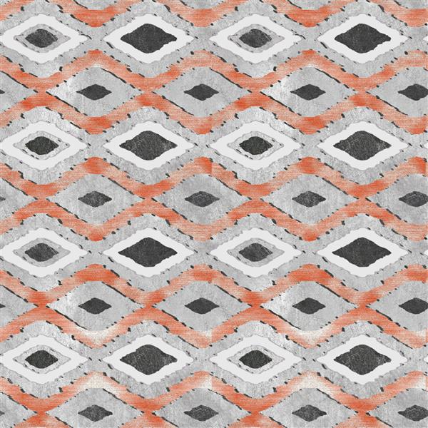 الگوی بدون درز هندسی الماس آمریکایی نارنجی سوخته بومی عتیقه قبیله ای پس زمینه انتزاعی کشیده شده با دست طراحی چاپ دیجیتال برای فرش روسری فرش فرش پرده کاشی دیوار بوم پوستر