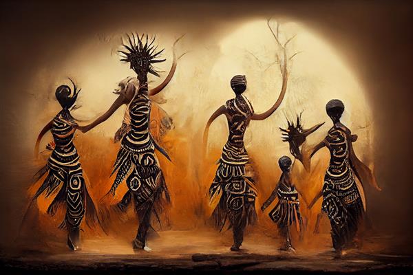 رقص قبیله ای رنگارنگ انتزاعی آفریقایی تصویر دیجیتال